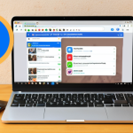 ** A vibrant digital collage featuring various learning tools: a smartphone displaying the Duolingo app icon, a laptop screen showing the Coursera website, and social media icons like Facebook and Twitter, all overlaid on a background with Thai script. The overall feeling is modern and accessible.

2.  **